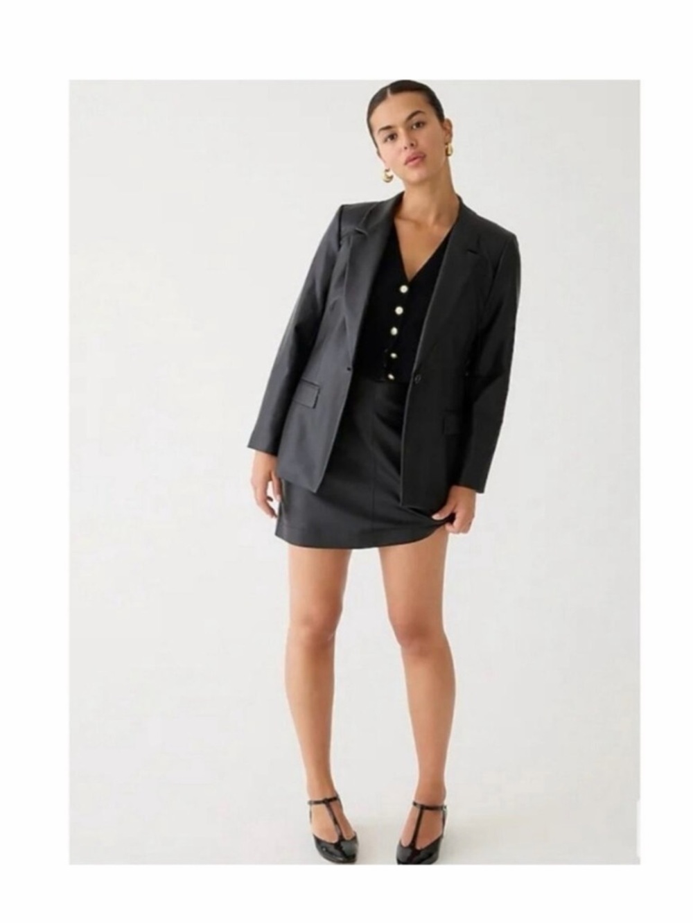 J. Crew Willa Faux Leather Blazer Black